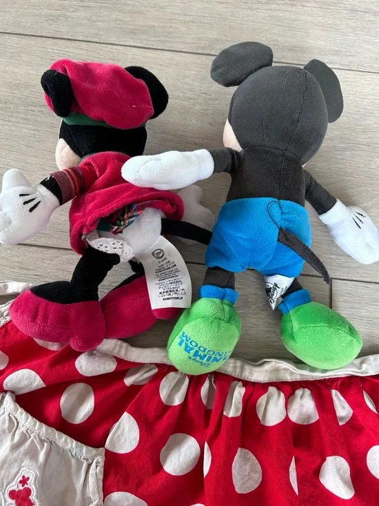 Disney Minnie Mouse Red Polka Dot Apron + Mickey & Minnie Plush 3PC Bundle Set - Picture 5 of 6